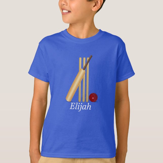 T-shirt Cricket - Wicket, chauve-souris et Modèle de balle (Devant)