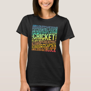 T-shirt Cricketer Word Cloud Cricketer Bat and Ball Player