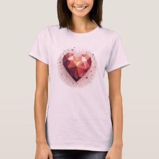 T-shirt Cristal Coeur Géométrique Rose Amour Filles Femmes