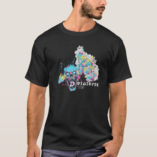 T-shirt Cristal Digibyte Mind Blown Crâne Art Dgb Cryptocu (Devant)