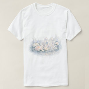 T-shirt Cristaux de Quartz Aquarelle Pivoines Florales Pas