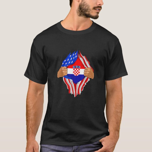 T-shirt Croate Sang en moi Croatie Drapeau (Devant)