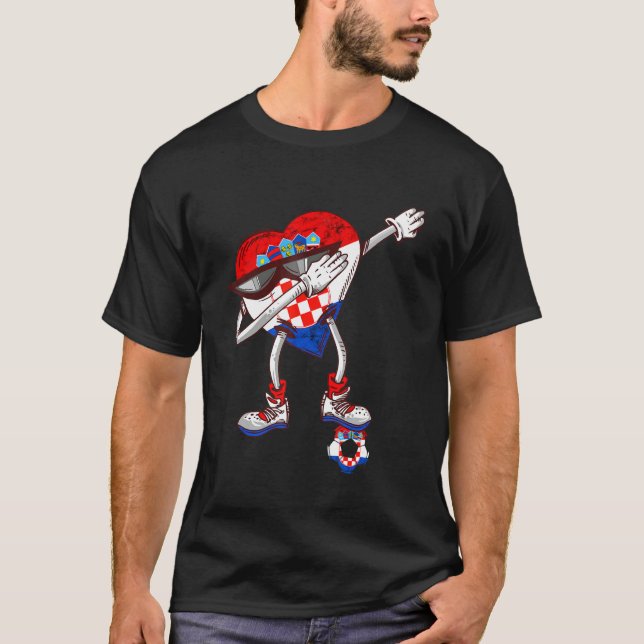 T-shirt Croatia Dabbing Heart Hrvatska Soccer Team Croatia (Devant)