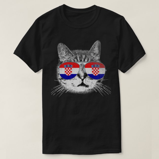 T-shirt Croatian Croatia Flag Country Roots Cat Lover Prid (Design devant)