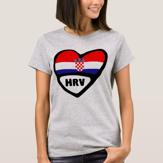 T-shirt Croatie Code Pays Drapeau Coeur Hrvatska (Devant)