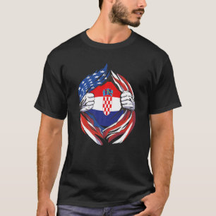 T-shirt Croatie Drapeau américain Fière de mon héritage cr
