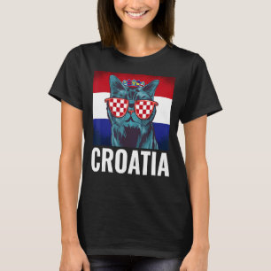 T-shirt Croatie drapeau Balkan Péninsule vacances Chat Cro