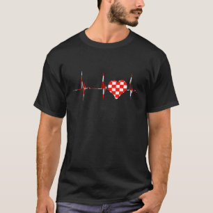 T-shirt Croatie Heartbeat EKG Pulse Croate Drapeau Croate