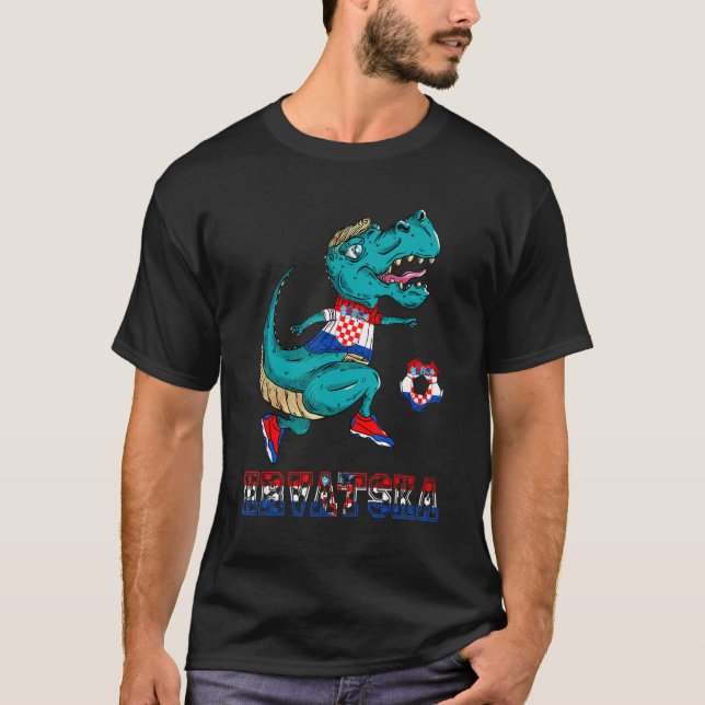 T-shirt Croatie Rex Dino Soccer Team Croatie Drapeau Croat (Devant)