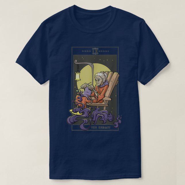 T-shirt Crochet de la carte Tarot Hermite de couture trico (Design devant)