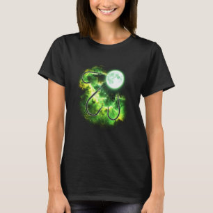 T-shirt Crochet de pêche Hurlement à la Lune Vert tie dye
