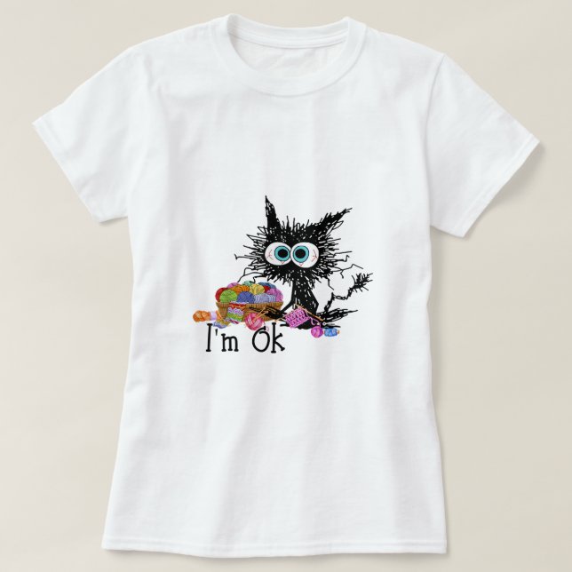 T-shirt Crochet Et Tricot Im Ok Drôle Chat Crochet Knit (Design devant)