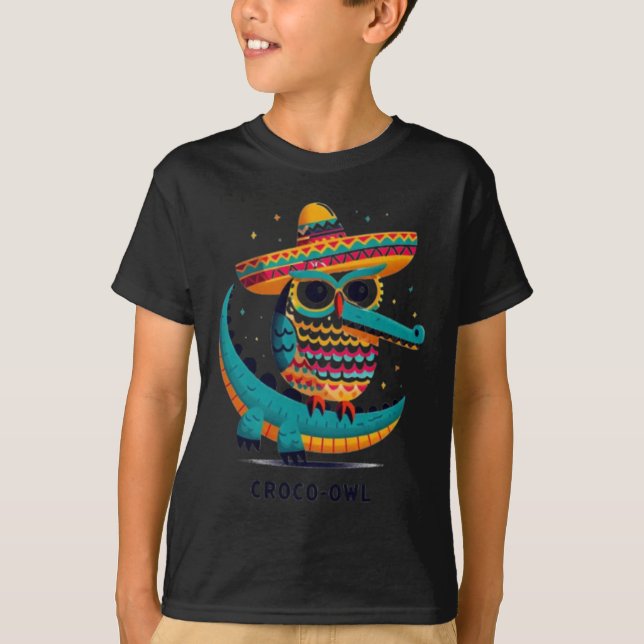 T-shirt Croco-owl Fiesta Fun And Festive Hybrid Animal Art (Devant)