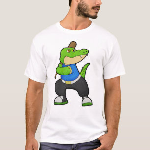 T-shirt Crocodile au baseball avec batte de baseball