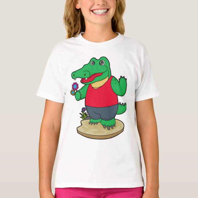 T-shirt Crocodile aux fleurs (Devant)