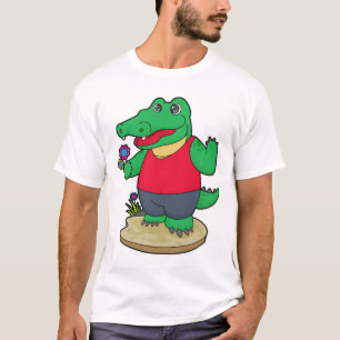 T-shirt Crocodile aux fleurs