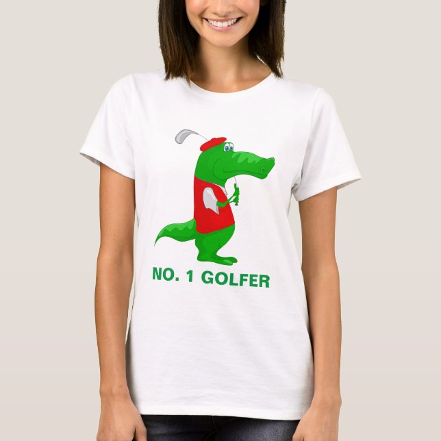 T-shirt Crocodile Cartoon Golfer (Devant)