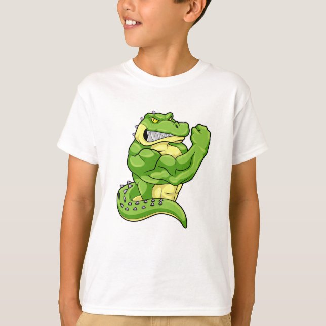 T-shirt Crocodile comme Bodybuilder avec de grands Muscles (Devant)