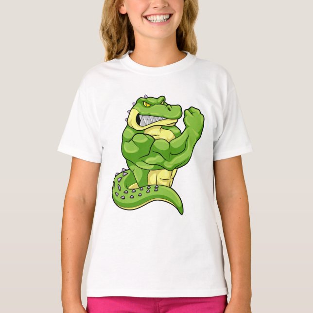T-shirt Crocodile comme Bodybuilder & grands Muscles (Devant)