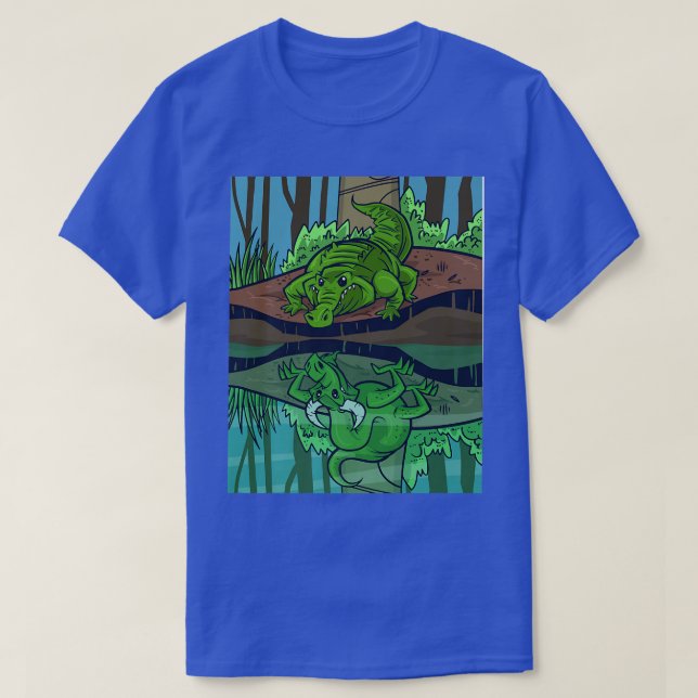 T-shirt Crocodile Dragon Fairy Tale Reflective ImageT-Shir (Design devant)