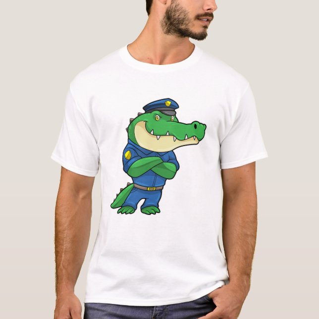 T-shirt Crocodile en tant qu'officier de police en uniform (Devant)