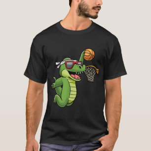T-shirt Crocodile Jouer Basketball Alligator