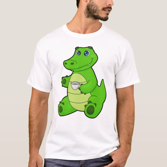 T-shirt Crocodile with Cup of Coffee (Devant)
