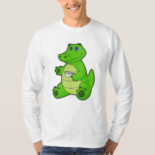 T-shirt Crocodile with Cup of Coffee