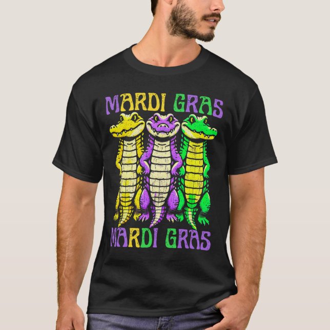 T-shirt Crocodiles Aligator Louisiana Mardi Gras Carnival (Devant)