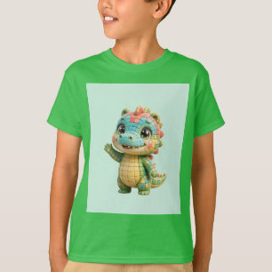 T-shirt Crocodino - fond menthe - Enfants Vertical