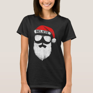 T-shirt Croire Citation Sur Santa Hat Mustache Famille Réu