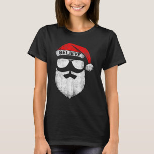 T-shirt Croire Citation Sur Santa Hat Mustache Famille Réu