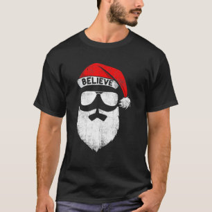 T-shirt Croire Citation Sur Santa Hat Mustache Famille Réu