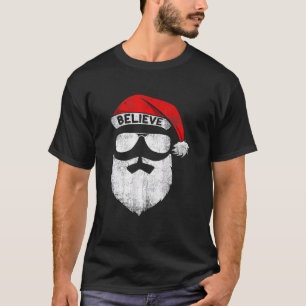 T-shirt Croire Citation Sur Santa Hat Mustache Famille Réu