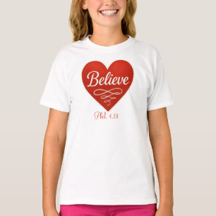 T-shirt Croire cœur rouge et blanc