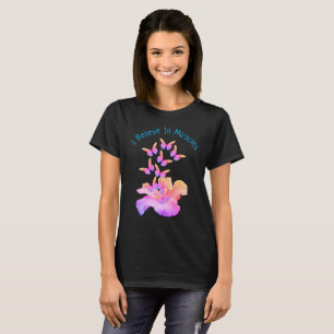T-shirt Croire En Miracles Hibiscus Flower Butterflies