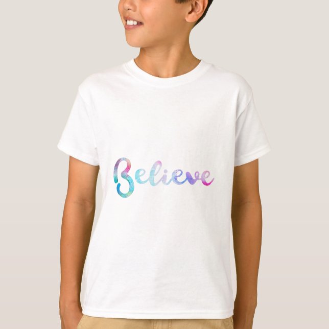 T-shirt Croire la typographie de l'aquarelle (Devant)