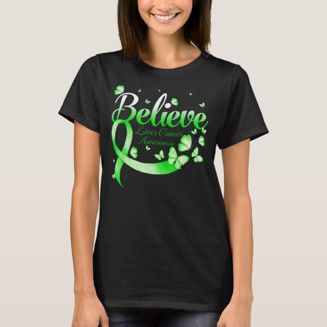 T-shirt Croire le papillon du CANCER du FOIE (Devant)