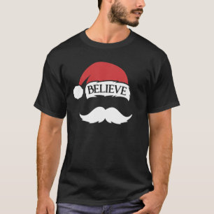 T-shirt Croire Moustache Santa Hat Casquette Famille Noël 