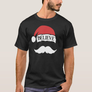 T-shirt Croire Moustache Santa Hat Casquette Famille Noël 