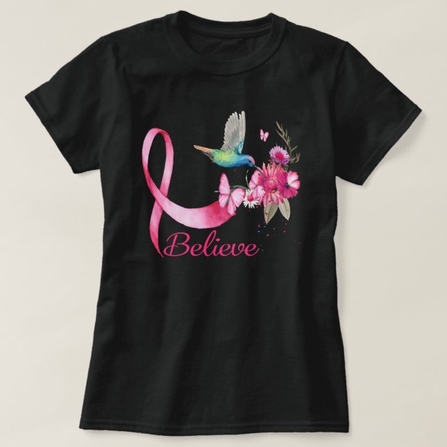 T-shirt Croire que le ruban Hummingbird est sensibilisé au (Design devant)