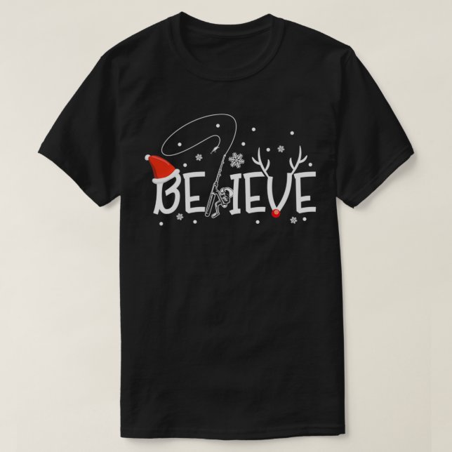 T-shirt Croire Xmas Rode Reindeer Drôle Pêche Noël (Design devant)