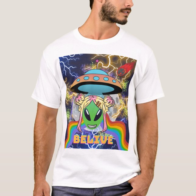 T-shirt Crois, alien pour extraterrestre (Devant)