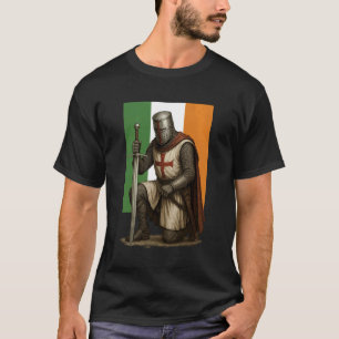T-shirt Croisé Irlandais Catholique avec Drapeau d'Irlande