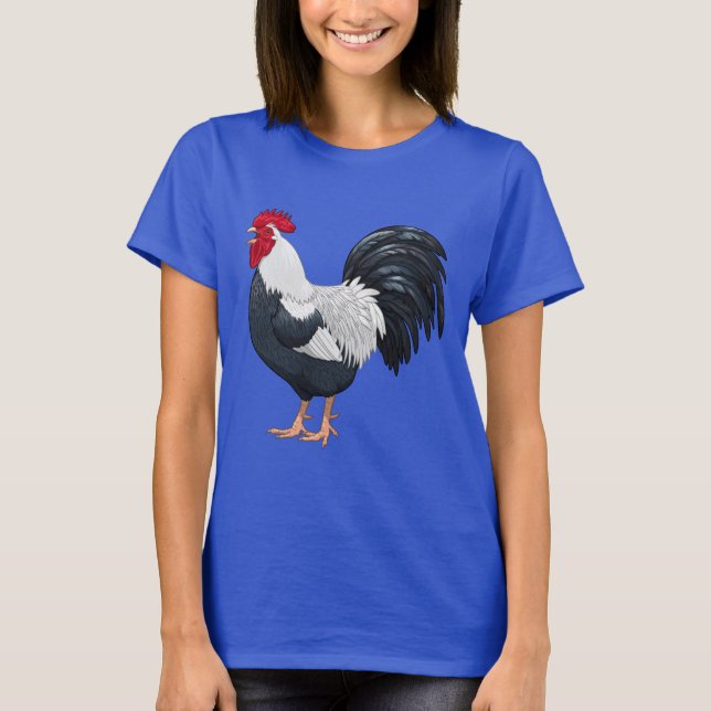 T-shirt Croisement de poulet à l'écorce noire et blanche (Devant)