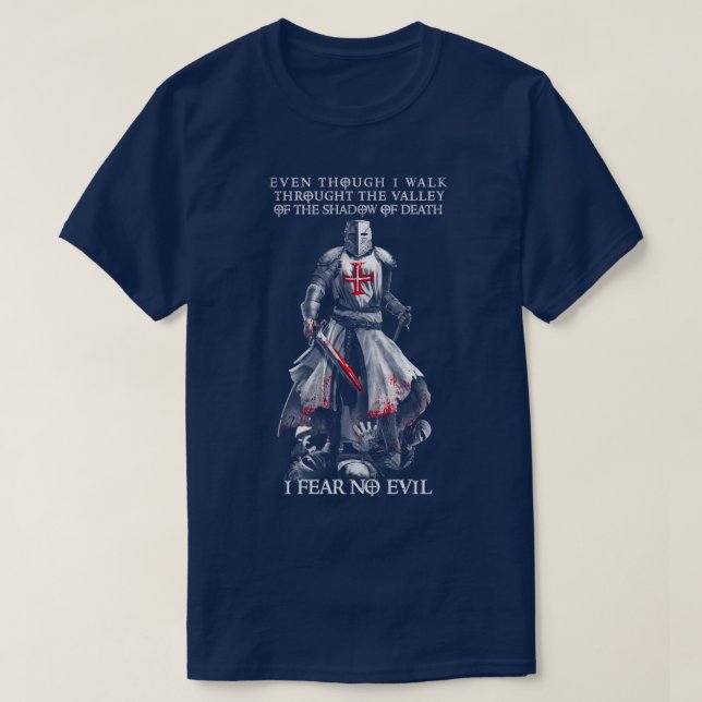 T-shirt Croiseur Knight Templar Cross Même Si Je Marche (Design devant)