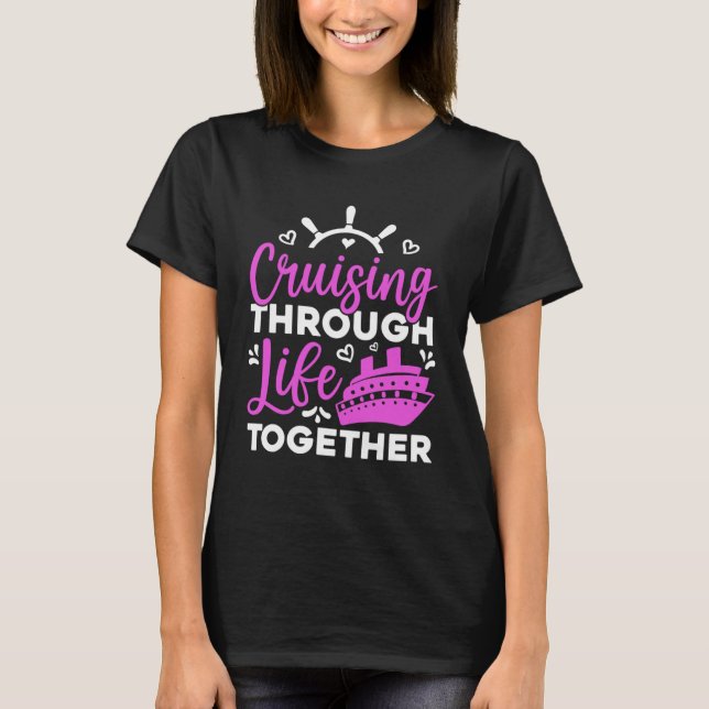 T-shirt Croisière à travers la vie ensemble Couples jumelé (Devant)