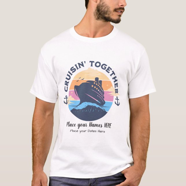 T-shirt Croisière Famille Bleue & Jaune (Devant)