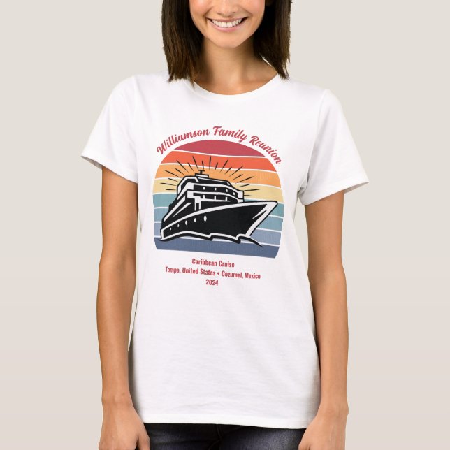 T-shirt Croisière Rétro Coucher de soleil Eté Famille Réun (Devant)