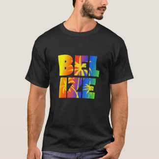 T-shirt Croisière tropicale aux palmiers arc-en-ciel de Be